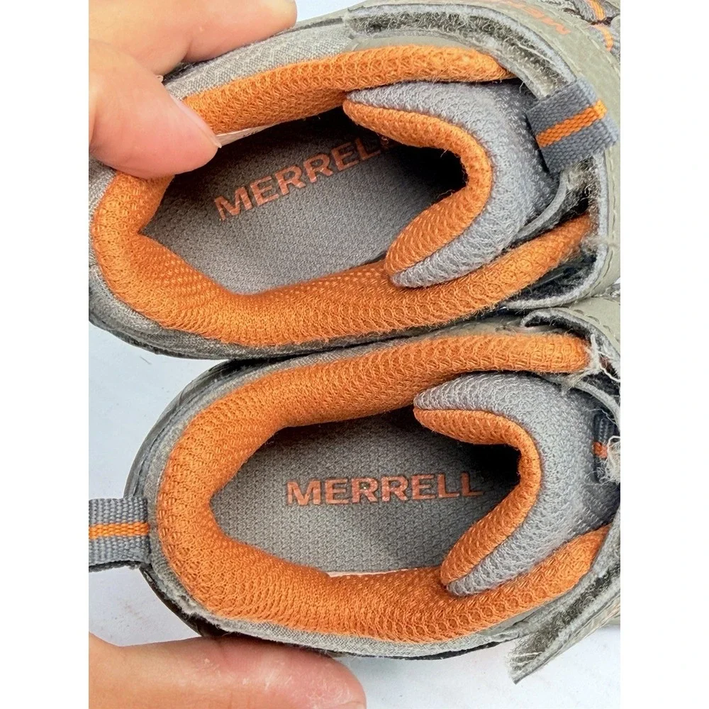 Merrell Trail Chaser Kids Hiking Shoes Gray Orange Hook-and-Loop Size 10M